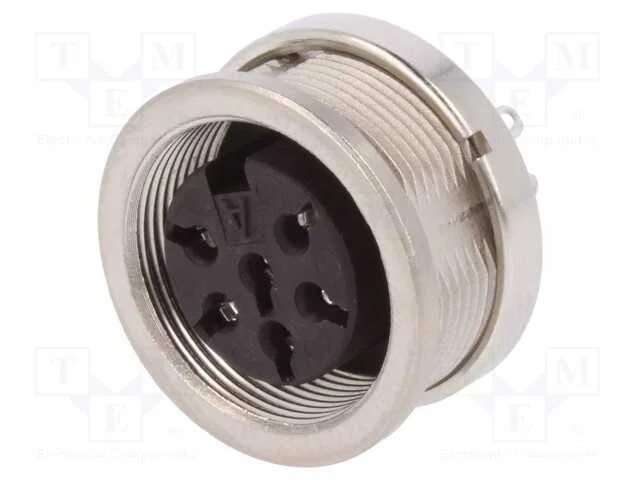 Conector: M16, tomada, f&ecirc;mea, solda, para painel,.