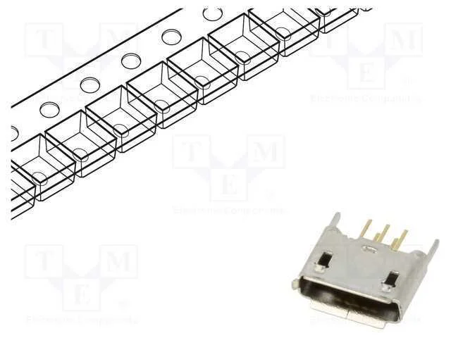 Tomada, USB AB micro, THT, PIN: 5, simples, USB 2.