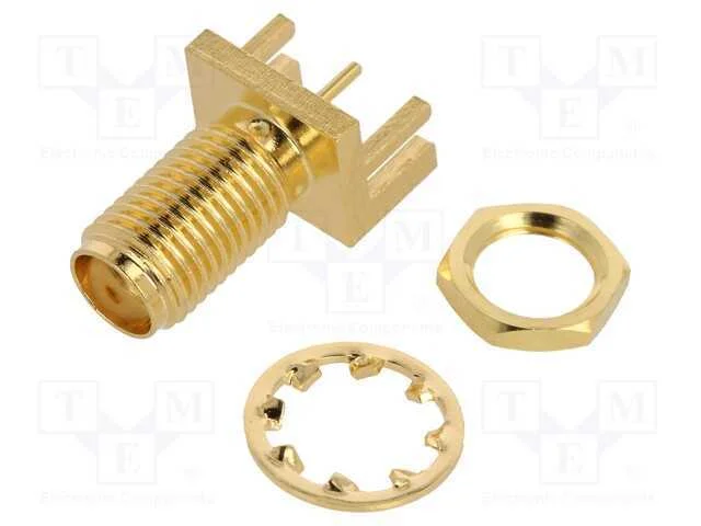 Tomada, Sma, F&ecirc;mea, de Borda, Simples, 50o, Smt, Ptfe, Dourado