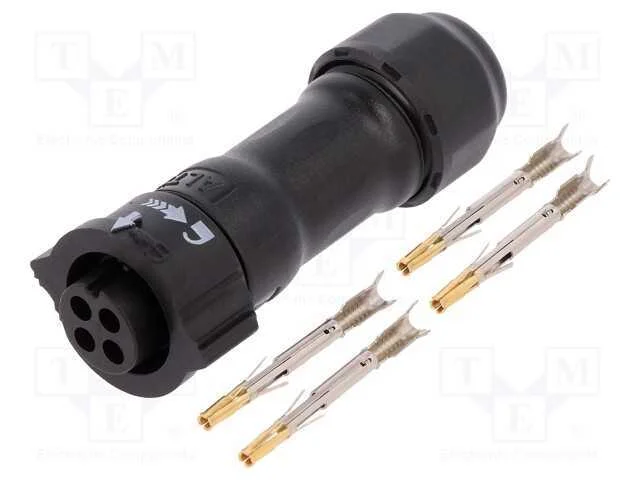 Conector: Redondos, F&ecirc;mea, Ficha, Cerrar, Pin: 4,.