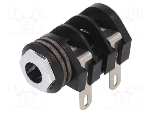 Tomada, Jack 6,3mm, f&ecirc;mea, mono, faixas: 2, angul.