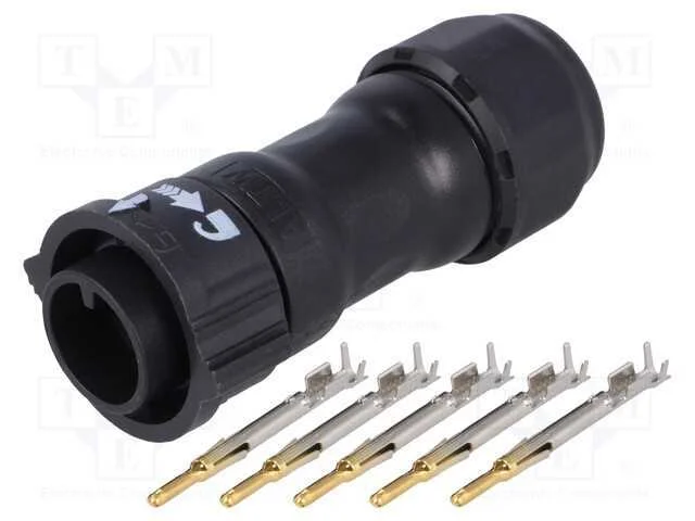 Conector: redondos, macho, ficha, cerrar, PIN: 5,.