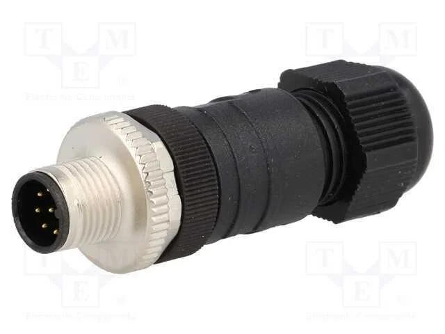 Ficha, M12, Pin: 8, Macho, C&oacute;digo A-Devicenet / Canopen, com Cabo