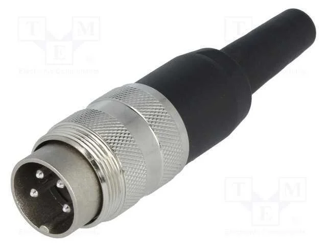 Conector: M16, Ficha, Macho, Solda, com Cabo, Pin: 4, 5a, 300v, Ip40
