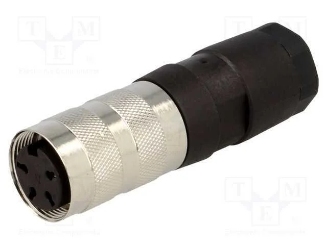 Conector: M16, Ficha, F&ecirc;mea, Solda, com Cabo, Pin: 4, 5a, 300v, Ip40