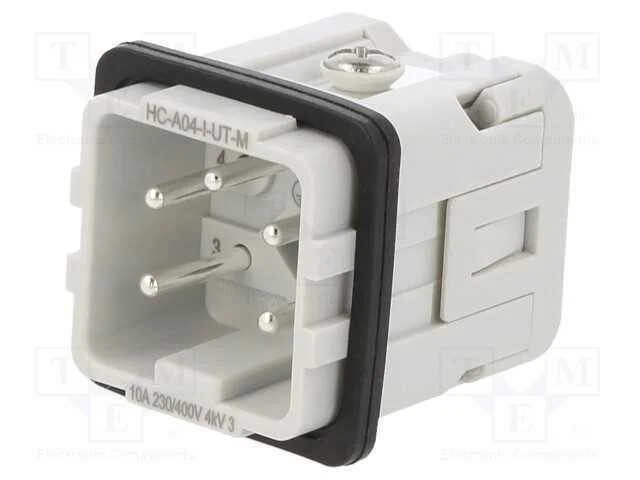Conector: Hdc, Macho, 500v, 10a, Pin: 5, Sistema: 4+Pe, 0,5&divide;2,5mm2