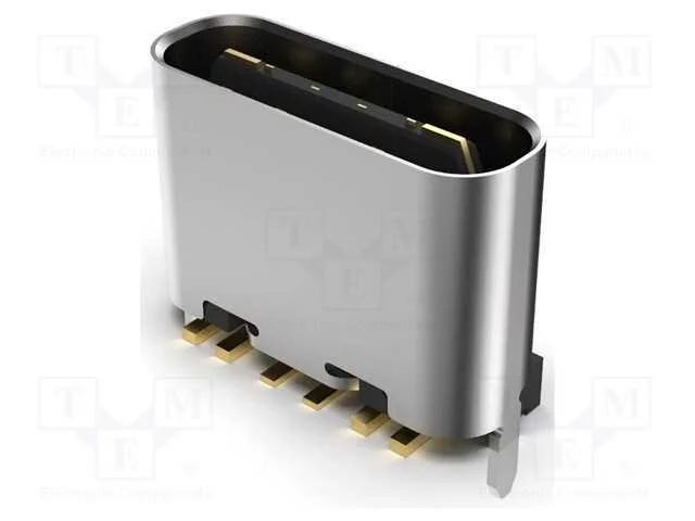 Tomada, USB C, SMT, PIN: 6, verticais, top board .