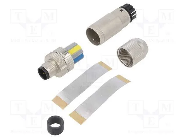 Ficha, M12, PIN: 4, macho, c&oacute;digo D-Ethernet, com.