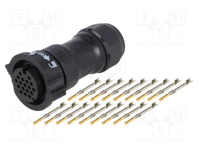 Conector: redondos, f&ecirc;mea, ficha, cerrar, PIN: 18.