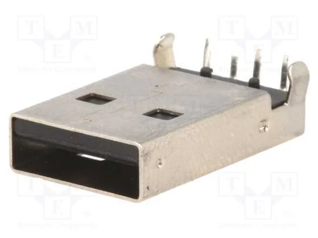 Ficha, USB A, THT, angulares 90, 1,5A, poliamida,.