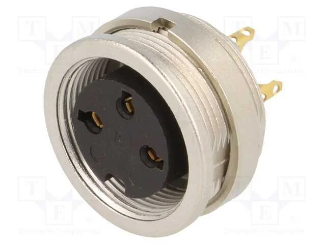 Conector: M16, tomada, f&ecirc;mea, solda, PIN: 3, 5A, .