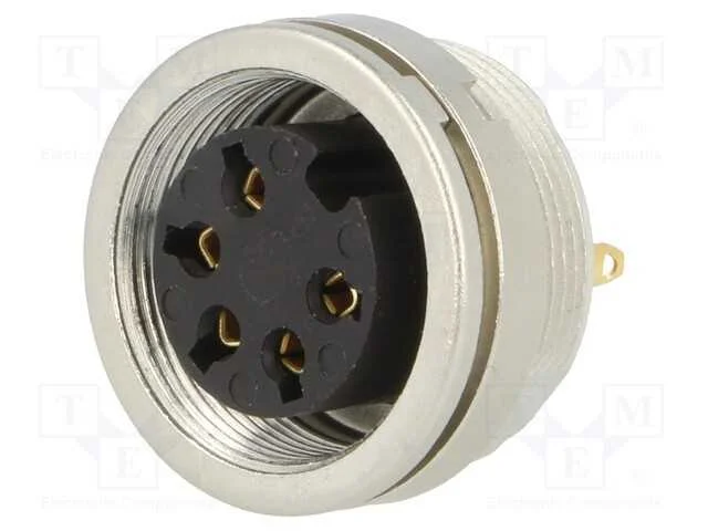 Conector: M16, Tomada, F&ecirc;mea, Solda, Pin: 5, 5a, 250v, Ip40, 0,75mm2