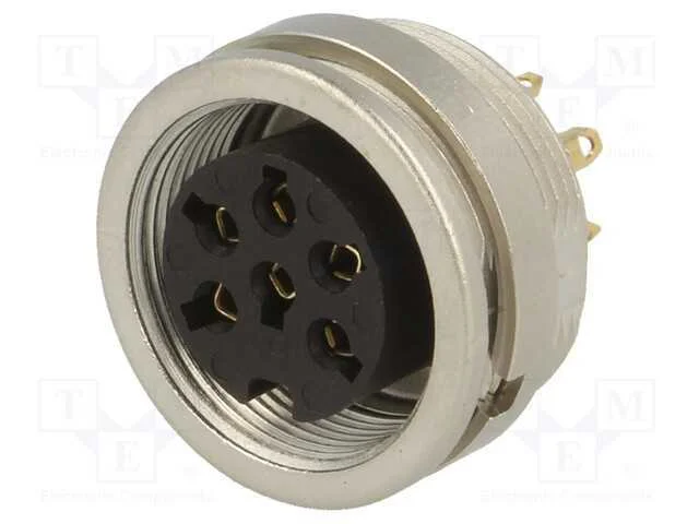 Conector: M16, tomada, f&ecirc;mea, solda, PIN: 6, 5A, .