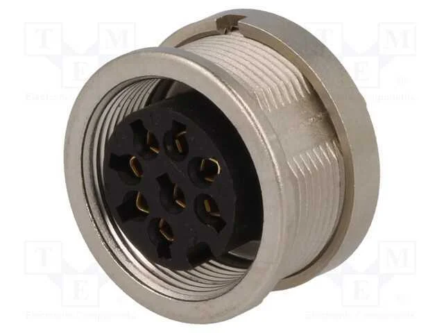 Conector: M16, tomada, f&ecirc;mea, solda, PIN: 8, 5A, .