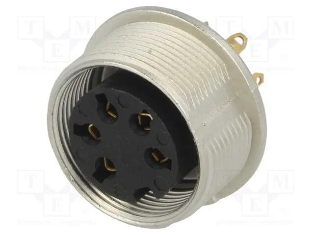 Conector: M16, Tomada, F&ecirc;mea, Solda, Pin: 5, 5a, 250v, Ip40, 0,75mm2
