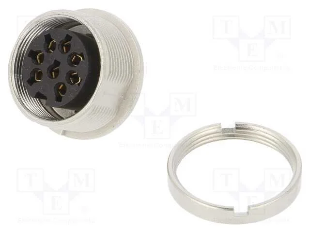 Conector: M16, tomada, f&ecirc;mea, solda, PIN: 8, 5A, .