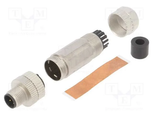 Ficha, M12, Pin: 4, Macho, C&oacute;digo D-Ethernet, com Cabo, Solda, Ip65