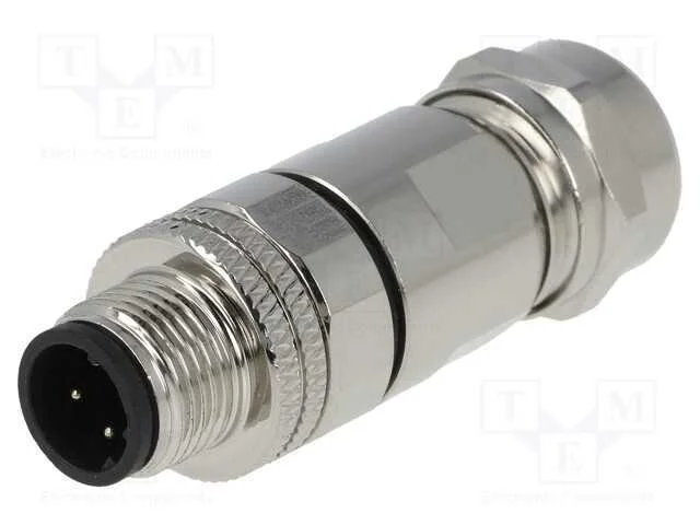 Ficha, M12, Pin: 4, Macho, C&oacute;digo D-Ethernet, com Cabo, Solda, Ip65