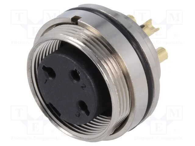 Conector: M16, tomada, f&ecirc;mea, solda, para painel,.