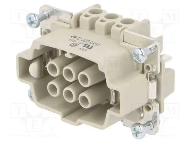 Conector: Hdc, F&ecirc;mea, Pin: 6, Tamanho 6, Inserto de Contatos, 600v