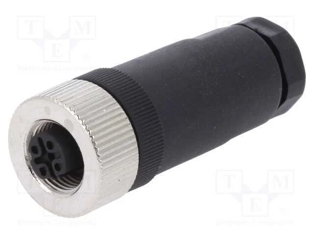 Ficha, M12, Pin: 4, F&ecirc;mea, C&oacute;digo D-Ethernet, com Cabo, Ip65,Ip67