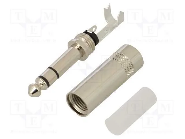 Conector: Jack 6,3mm, Ficha, Macho, Simples, Carca&ccedil;a: Prateado