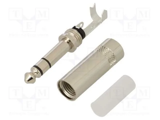 Conector: Jack 6,3mm, Ficha, Macho, Simples, Carca&ccedil;a: Prateado
