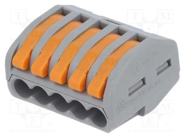 Conector r&aacute;pido, aperto de molas, 0,2&divide;2,5mm2, 28A.
