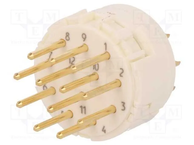 Conector: M23, Inserto de Contatos, Pin: 12, Macho, Solda, 200v, 8a