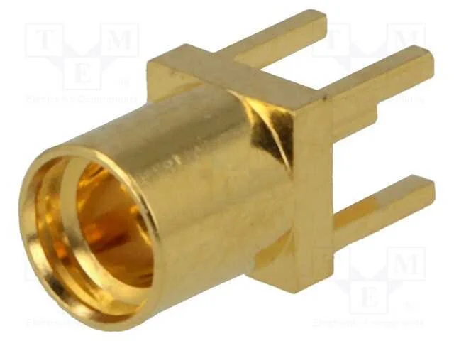 Tomada, MMCX, f&ecirc;mea, simples, THT, dourado, 50O