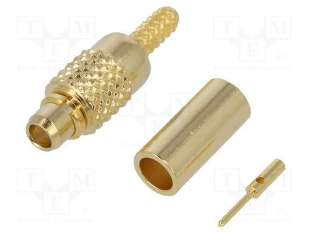 Ficha, Mmcx, Macho, 50o, Solda,Cerrar, com Cabo, Ptfe, Dourado
