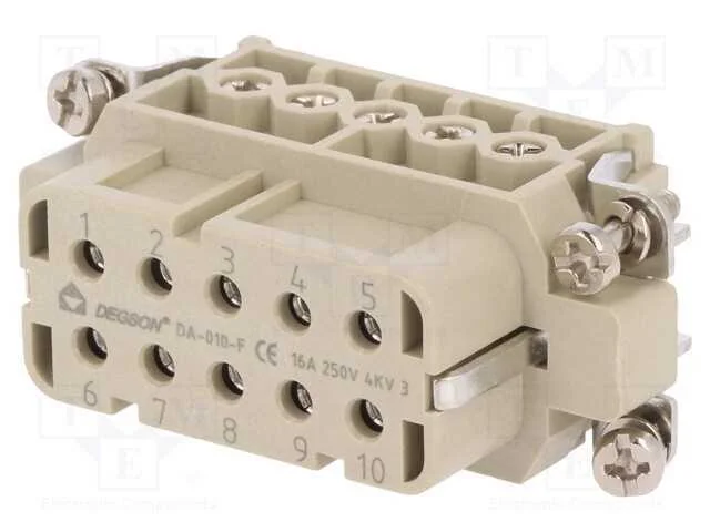 Conector: Hdc, Inserto de Contatos, F&ecirc;mea, Da, Pin: 10, 10+Pe, 16a