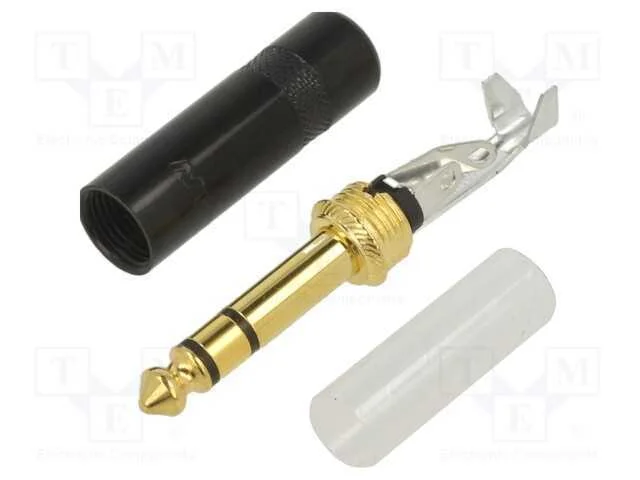 Conector: Jack 6,3mm, Ficha, Macho, Simples, Cobertura: Dourado