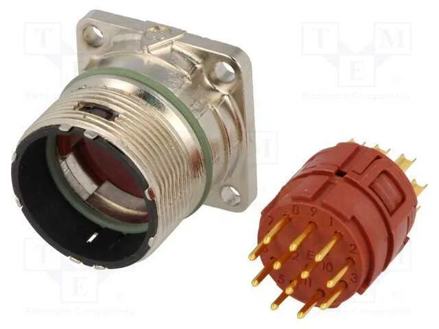 Conector: M23, Tomada, Pin: 12, Macho, Solda, Simples, 7a, Dourado