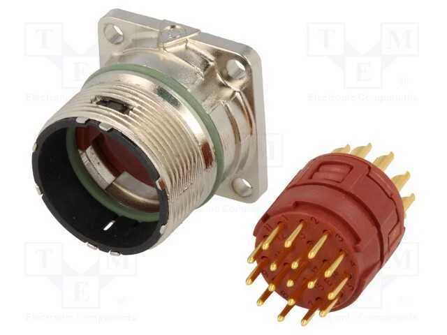 Conector: M23, tomada, PIN: 17, macho, solda, sim.