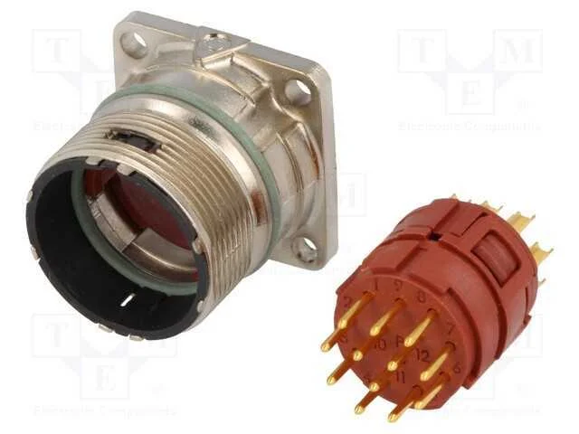 Conector: M23, tomada, PIN: 12, macho, solda, sim.