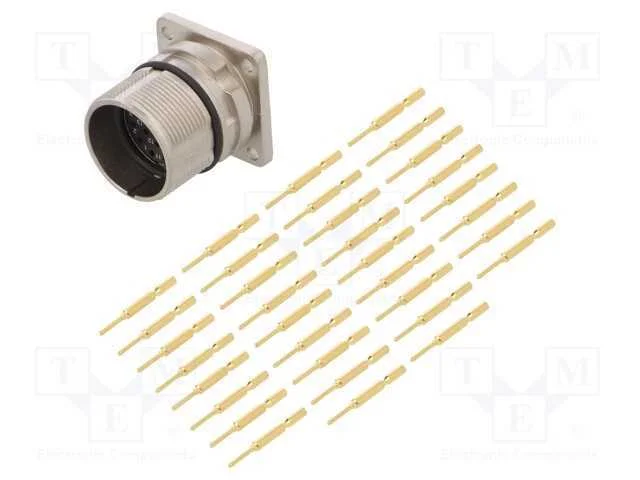 Conector: M23, Tomada, Pin: 17, Macho, Cerrar, Simples, 9a, Dourado