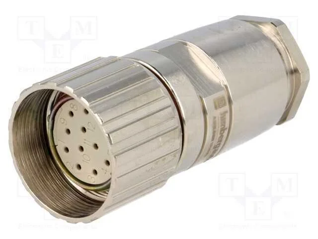 Conector: M23, Ficha, Pin: 12, F&ecirc;mea, Solda, com Cabo, Simples, 7,5a