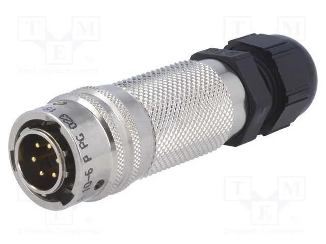 Conector: Redondos, com Cabo, Pt/451, Ficha, Macho, Pin: 6, Dourado