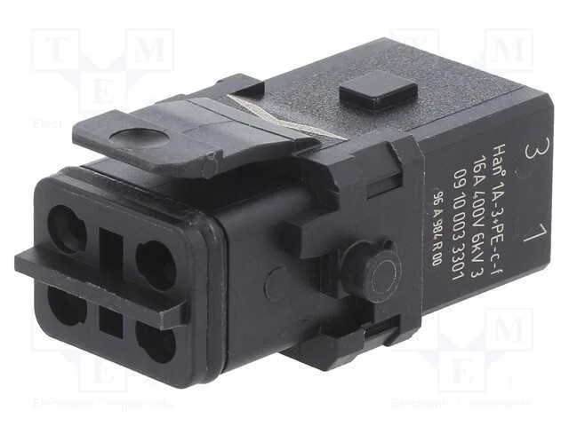 Conector: Hdc, Inserto de Contatos, F&ecirc;mea, Han 1a, Pin: 4, 3p+Pe