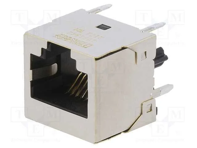 Tomada, Rj45, Pin: 8, Dourado, Sistema: 8p8c, para Pcb, Tht, Simples