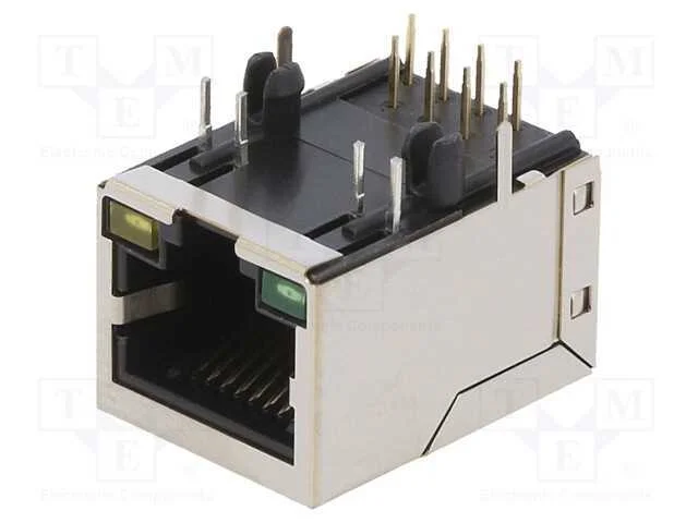 Tomada, Rj45, Pin: 8, Dourado, Sistema: 8p8c, para Pcb, Tht
