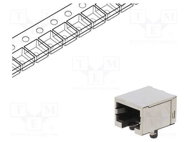 Tomada, Rj45, Pin: 8, Dourado, Sistema: 8p8c, para Pcb, Smt