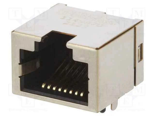 Tomada, Rj45, Pin: 8, Dourado, Sistema: 8p8c, para Pcb, Tht