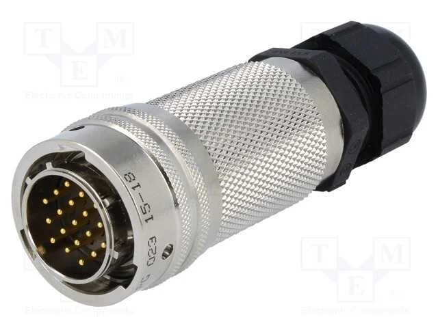 Conector: Redondos, com Cabo, Pt/451, Ficha, Macho, Pin: 19, Dourado