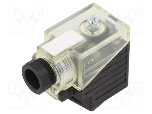 Conector: de V&aacute;lvulas, Ficha, Formato A, 18mm, F&ecirc;mea, Pin: 3, 2+Pe