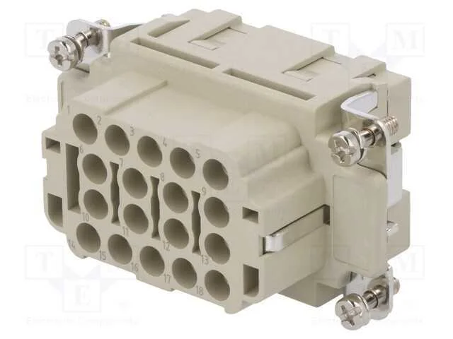 Conector: Hdc, Inserto de Contatos, F&ecirc;mea, Dee, Pin: 18, 18+Pe, 16a