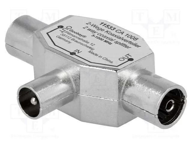 Divisor, Conc&ecirc;ntricos 9,5mm Tomada X2,Coaxial 9,5mm Ficha