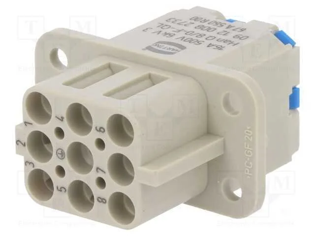 Conector: HDC, inserto de contatos, f&ecirc;mea, Han Q,.