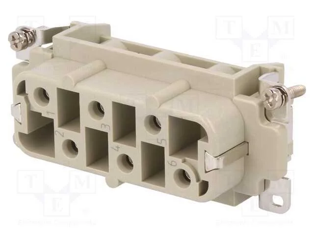 Conector: Hdc, Inserto de Contatos, F&ecirc;mea, Dsb, Pin: 6, 6+Pe, 35a
